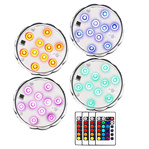 AomeTech Waterproof light Battery Powered Wireless Multi Color Submersible led Lights strobe uplight with IR Remote for Aquarium, Party, Pool, Fountain,Wedding, stage, Vase, bathtub, Christmas (4)