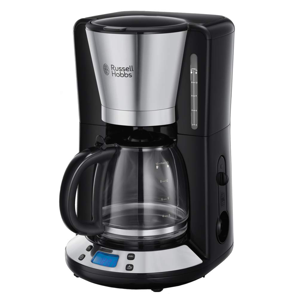 Russell Hobbs Cafetière [Programmable, Technologie Whirltech Pour Extraction & Arôme Optimaux] Victory Inox Poli (10 Tasses, Verseuse En Verre 1,25L , Maintien Au Chaud) Machine À Café Filtre 24030-56