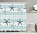 LALILO Sea-Star-Beach Decorative Shower Curtain with 12 Hooks, Coastal Starfish Repeat Pattern Navy Blue Durable Waterproof 72 W X 78 L Bathroom Shower Curtain Polyester