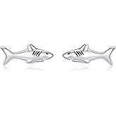 AXOMY Shark Stud Earrings 925 Sterling Silver Animal Ocean Jewelry Gifts for Women Mom Shark Lovers