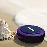 Elivebuy® 5 Watt Driver Portable Waterproof Bluetooth 3.0 Speaker Rugged Wireless For Outdoor/Shower with Built-in Microphone & Suction Cup & Snap Hook - Purple