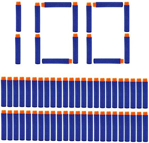 Qianghong Foam Bullets Dart Refills for Nerf N-Strike Elite Blaster Toy Guns, Nerf Bullets Accustrike Darts for Zombie Strike Gun, Green Toys with Storage Bag (Blue) Pack of 100 Pieces