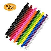 Colored Hot Melt Glue Sticks,Tretar Kids Mini Colored Hot Glue Gun Sticks for Arts Crafts, DIY, Home General Repair,Holiday Christmas Gift Crafts,12 Colors,24 PCS,Diameter 0.27",Length 9.75"