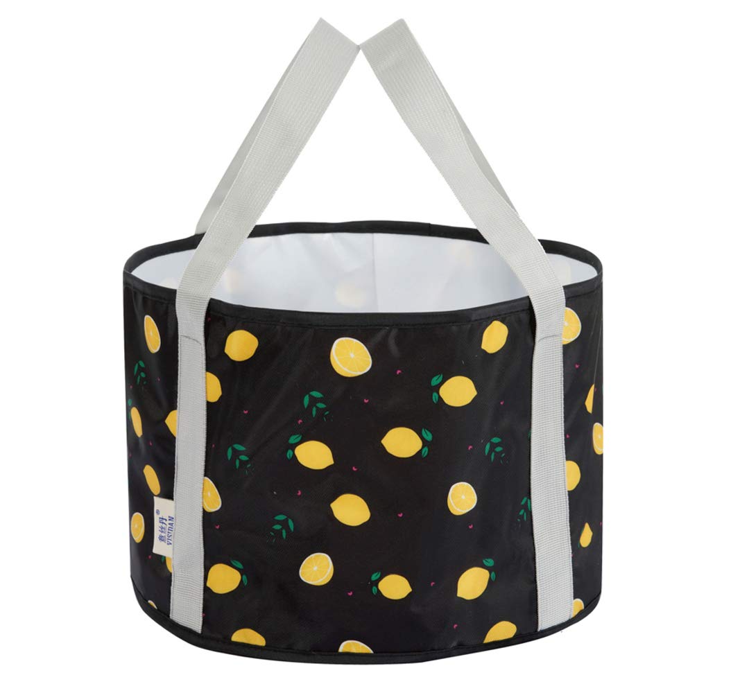 kabinga Folding 07 Bag for Washing Feet Foldable Portable Basin for Outdoors, Lemon Black, Unisex-Youth, Black, M