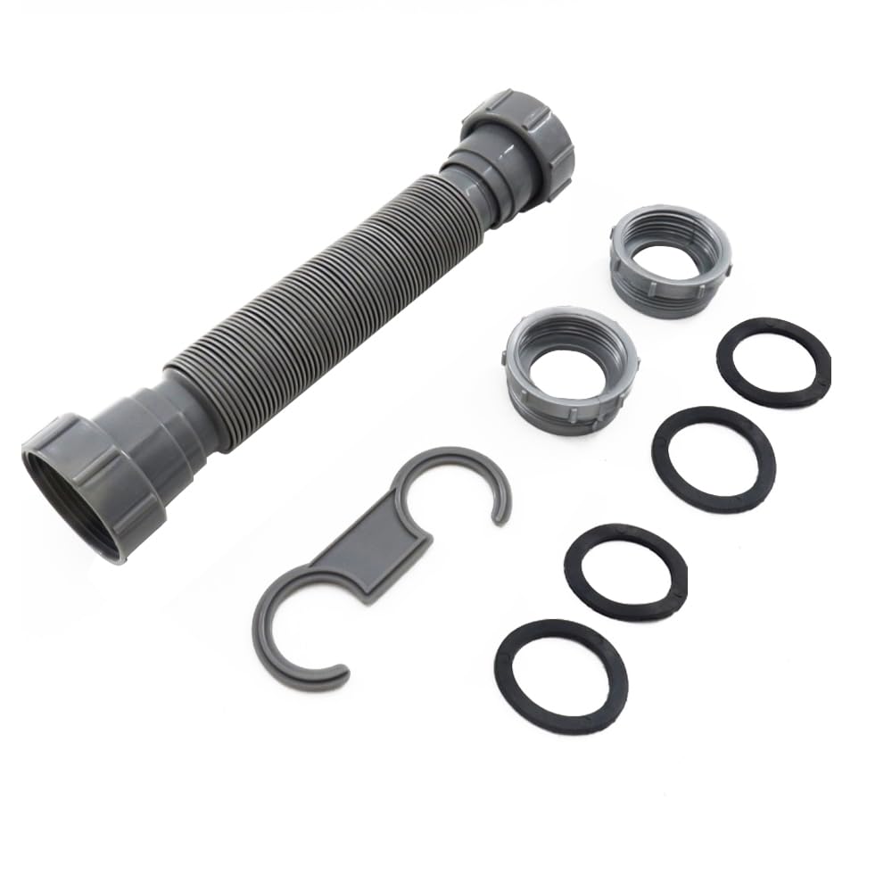 Photo 1 of 1-1/2 Flexible Sink Drain Pipe Hose,Adjustable Elastic Drain,8.66"-29.53" Expandable Flexible P Trap for Bathroom and Kitchen, Under Sink Plumbing,Sink Drain Hose