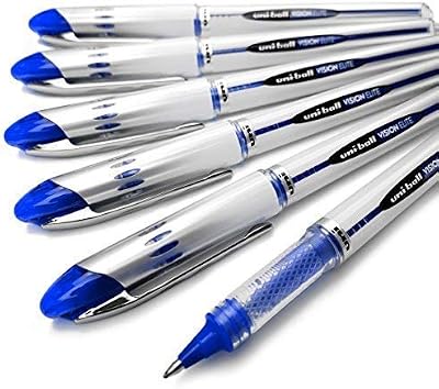 uni-ball Vision Elite UB-200 Liquid Ink Rollerball Pen 0.8mm Pack of 6 Blue