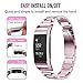 Oitom Stainless Steel Bands Compatilbe with Fitbit Charge 2,Premium Stainless Steel SS Metal Replacement Watch Band Strap for Smart Fitness Watch(Sakura Pink)