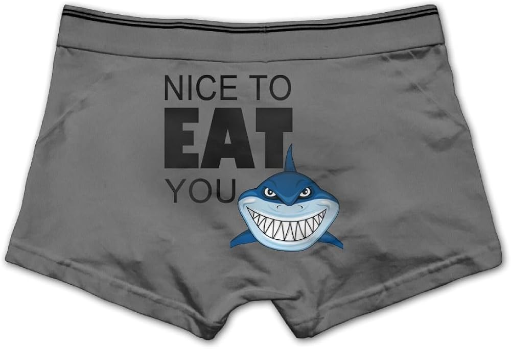 Ngyeyu Cartoon Smiling Shark Men's Underwear Cotton Vintage Boxer Briefs Ash