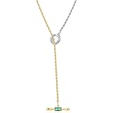 Aprilery Y Chain Necklace for Women, Trendy 14k Gold Plated/Silver Y-Shaped Chain Pendant Necklace Gold Jewelry for Women