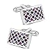 Mr.Van Mens Cufflinks Rhodium-Plated Brass with Crystals - 20x13mm Rectangular Design - Includes Velvet Gift Pouch (purple)