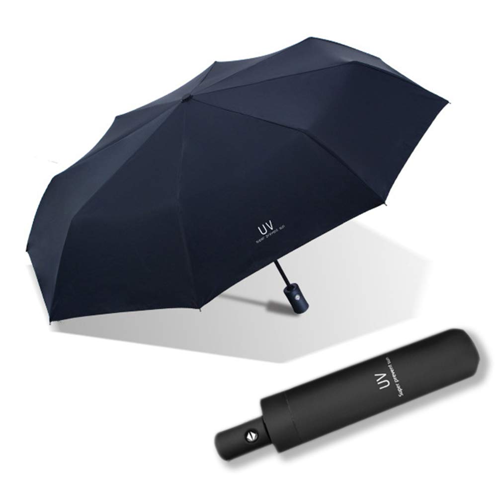 Maibar Sun Umbrella UV Protection SPF 50 Travel Folding Automatic Mini Umbrellas for Women Handbag Size Travel Parasol (Black)