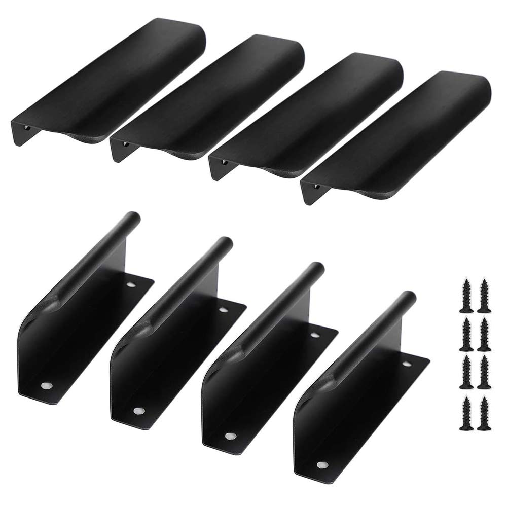 8 Pcs Black Cupboard Handles, Back Mount Finger Edge Pull, Mount Finger Edge Pull, Black Concealed Handle, Kitchen Cabinet Handle, 120mm Cabinet Handles,96mm Hole Spacing,Kitchen Handles for Cupboards