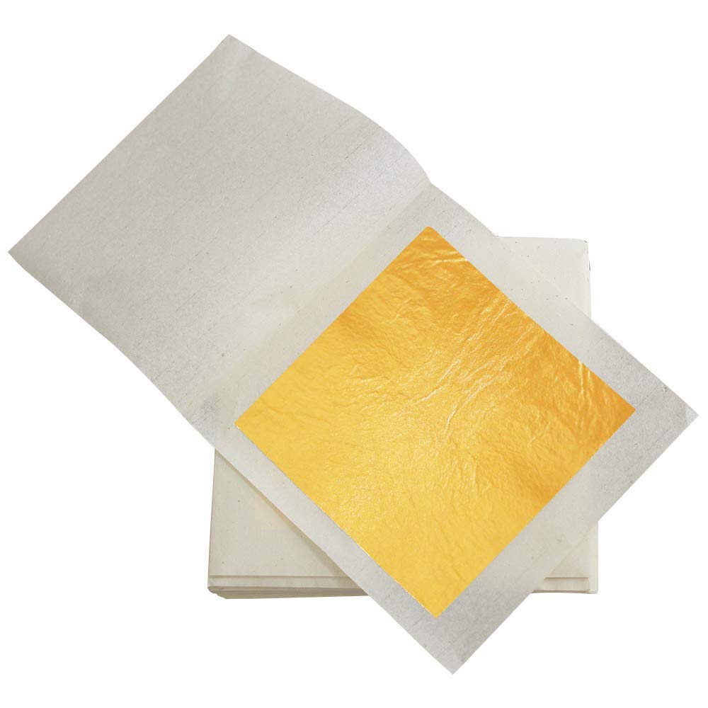 VGSEBA 24K Pure Gold Leaf Sheets, 10 Sheets 3.15" x 3.15" Edible Gold Foil Sheet for Skincare, Facial Mask, Food, Bakery, Cake, Food, Art and Graft Gilding, Wine Decor