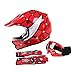 TCT-MT Helmets+Goggles & Gloves DOT Youth Motocross Helmet Goggles & Gloves Red Spider Net Dirt Bike ATV Motocross Helmet X-Large