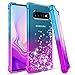 OEAGO Samsung Galaxy S10 Plus Case, Galaxy S10+ Case, Flowing Liquid Floating Bling Glitter Sparkle TPU Bumper Shockproof Girls Women Case for Samsung Galaxy S10+ Plus (6.4 inch 2019) - Teal Purple