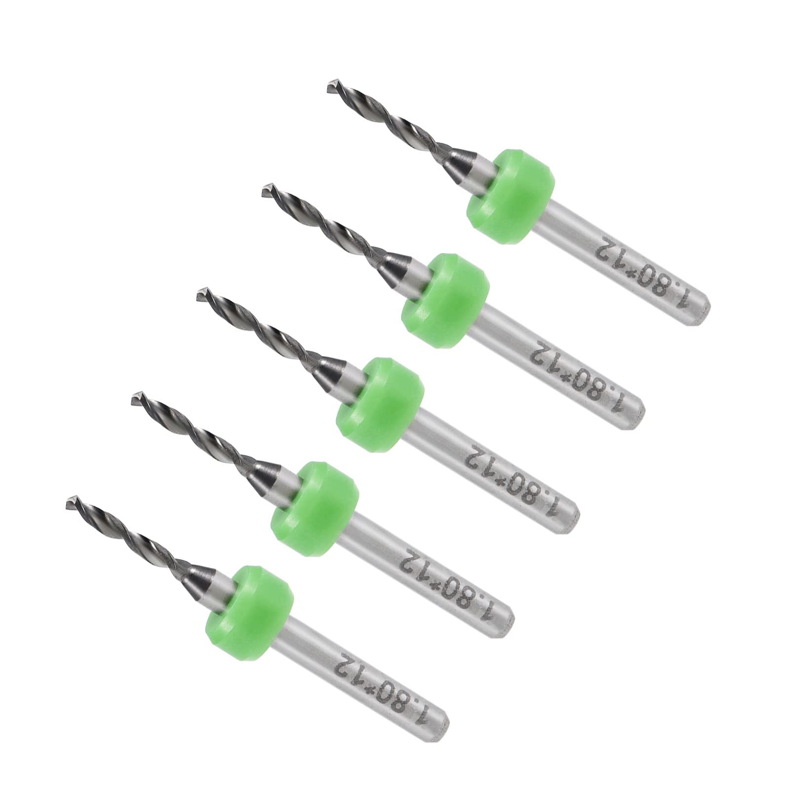 CoCud Micro PCB Drill Bits, 1/8" Shank 1.8mm Cutting Edge, Tungsten Carbide Print Circuit Board Drill Bit - (Applications: for CNC Drilling Engraving Machine), 5-Pieces