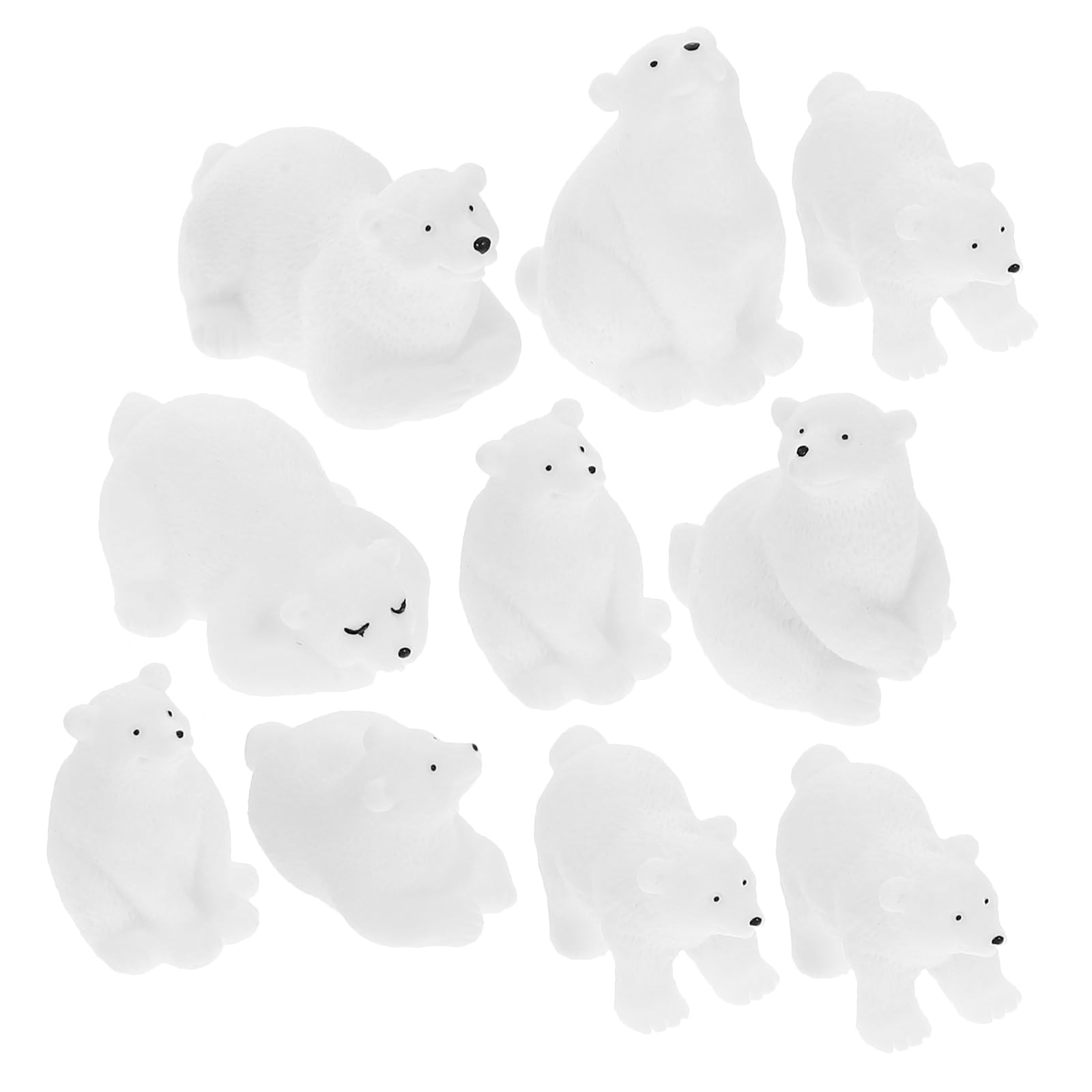 NUOBESTY 10pcs Miniature Polar Bear Animal Figurines Miniature Garden Ornaments Fairy Garden Figurines Bonsai Micro Landscape Cake Cupcake Decoration
