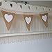 OZXCHIXU(TM) Vintage Heart Jute Burlap Bunting Banner Hessian Flag for Wedding Party Decoration White Lace 2.5m