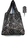 Trendy Shopping Tote Bag - Gold Trace Flowers Pattern (S1)