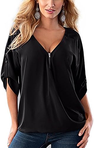Chuangxiangt Fashion Womens Summer Chiffon Deep V-Neck Blouse Top T-Shirt