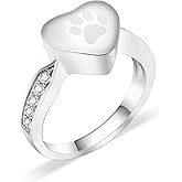 AIWENXI Dog Paws Print Memorial Jewelry Urn Ring for Ashes Stainless Steel Urn Finger Ring Pet Ashes Keepsakes Cremation Ring for Loss of Dog/Cat