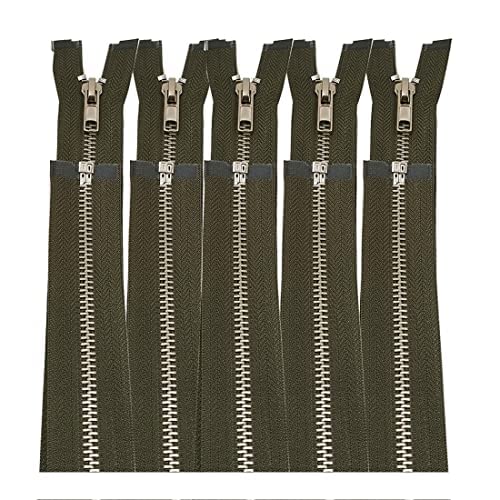 5 Pieces/Open Metal Zippers, Available in Maya 5#, Sewing Zipper, Black, Blue, Gold, Silver, Measurements, Zip for Sewing on Clothes, (65cm 5U, 3075)