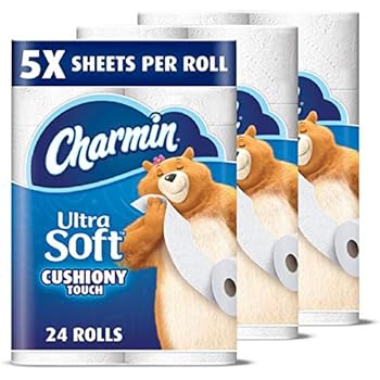 Charmin Ultra Soft Cushiony Touch Toilet Paper, 24 Family Mega Rolls (Equal to 123 Regular Rolls)