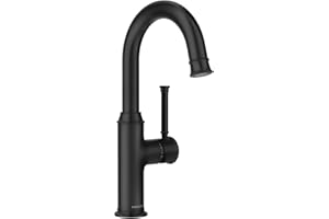 Lava Odoro Curtura Bar Sink Faucet, Black Bar Faucet Single Handle, 360° Swivels Spout Wet Bar Faucets or Prep Sink Faucet, Solid Brass Spot-Free Kitchen Faucet 1 Hole KBF201-MB
