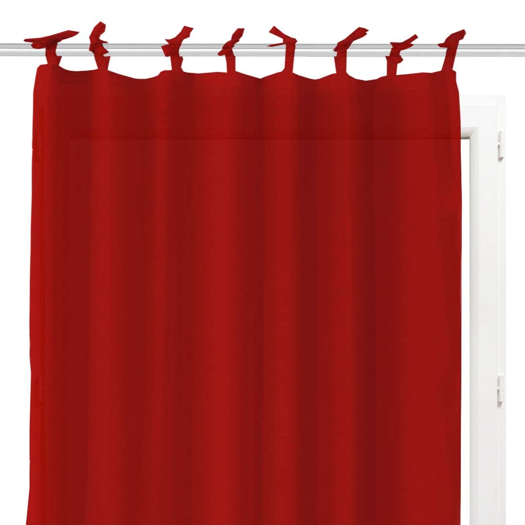Soleil d'ocre Panama Cotton Net Curtain with Ties 135 x 250 cm Red