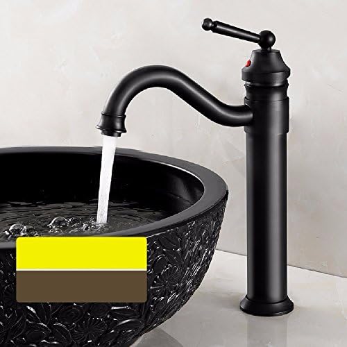 HQLCX European-style black basin faucet, hot and cold antique faucet, plus high copper bathroom faucet,C