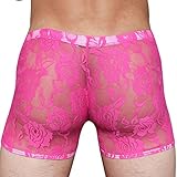 FEESHOW Men's Lace Boxer Briefs Shorts See Through Underwear Lingerie
