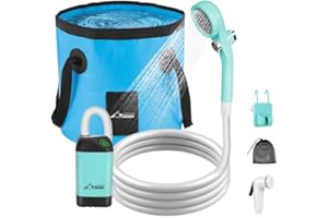 WADEO Portable Shower for Camping, Outdoor Electric Shower Rechargeable Pump, Camping Shower Head Nozzle for Camping, Hiking,