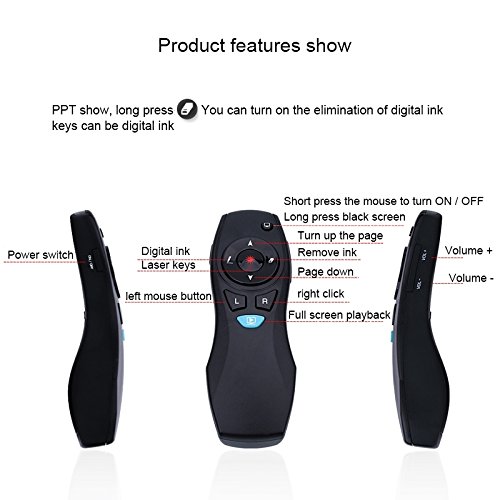 image for UTP Wireless PPT Presentation Remote Control Air Mouse Laser Presenter