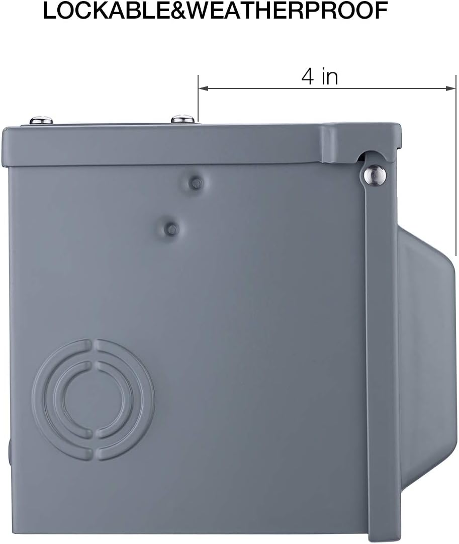 Miady 50 Amp 125/250 Volt RV Power Outlet Box, Enclosed Lockable Weatherproof Outdoor Electrical NEMA 14-50R Receptacle Panel, For RV Camper Travel Trailer Motorhome Electric Car Generator. - - 