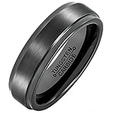 Tungsten Rings for Men Black 6mm Wedding Ring High Polish Matte Finish Engagement Band Comfort Fit
