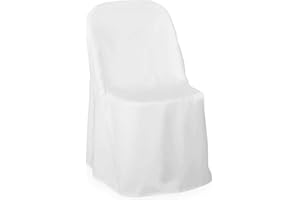 Lann's Linens 100 pcs White Polyester Folding Chair Covers for Wedding, Party, and Banquet - Elegant Cloth Slipcovers