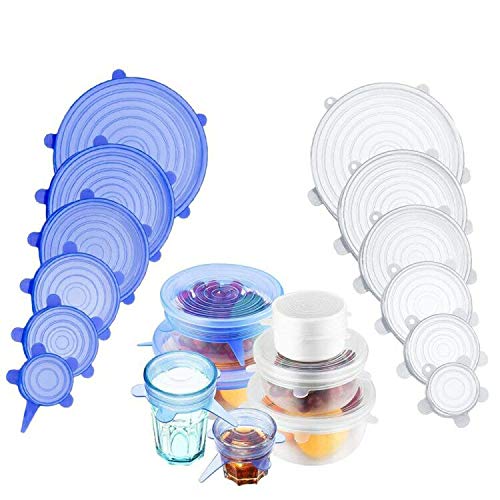 12 PCS Silicone Stretch Lids Reusable, Kitchen Airtight Food Storage Covers, 6 Sizes Seal Bowl Stretchy Wrap Cover, Keep Food Fresh for Containers, Cups, Cans,Plates, Microwave, Dishwasher Safe - Thumbnail 7