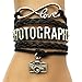 DOLON Infinity love Photography Bracelet Camera Charm Vintage Wrap Leather Hobby Jewelry
