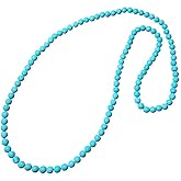 COLORFUL BLING Handmade Turquoise Beaded Strand Endless Necklace Long Knotted Stone Multi-Strand Layer Necklaces Simulated Collar Western Necklace Vintage Jewelry