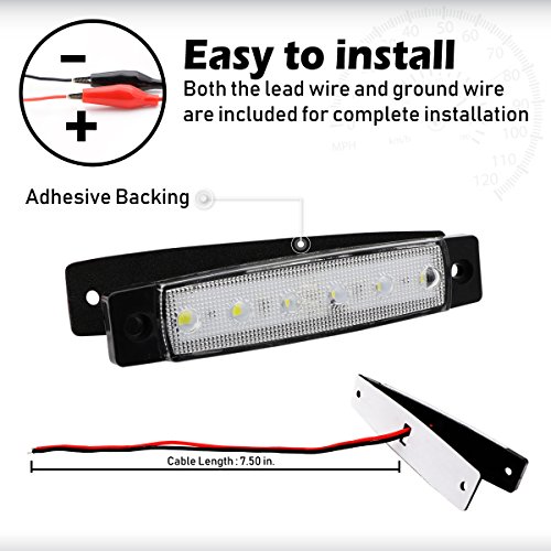 image for Meerkatt (Pack of 2) 3.8 Inch White 6 LED Side Marker Light Indicators