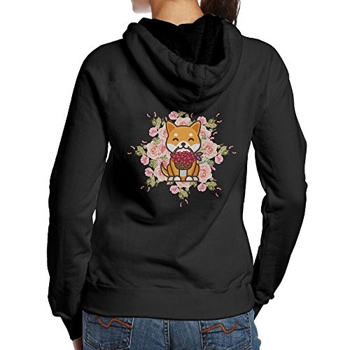 Shiba Inu Bush Floral Women's Long Sleeve Hoodie Sweatshirt Pullover S Shiba Inu Bush Floral Women's Long Sleeve Hoodie Sweatshirt Pullover S