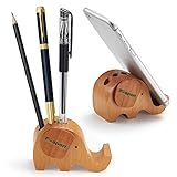 Natural Wooden Creative Cute cell Phone Stand/ Holder For Iphone Ipad Samsung Phone Tablet Plate PC Elephant)
