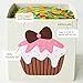 kaikai & ash Canvas Storage Bin, Nursery Bedroom, Toy Box Cube Organizer for Kids Newborns and Infants, Baby Shower Gift Basket, 13 inch Square, Collapsible, Ice Cream