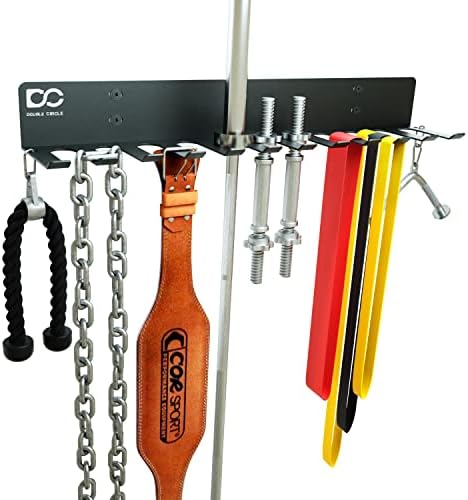 Double Circle Gym Organizer Rack with 12 Hooks, Multi Purpose Gym