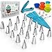 Cake Decorating Supplies Kit 35 pcs Set: 24 Icing Tips - 1 Decoration Pen - 2 Silicone Piping Bags - 1 Cleaning Brush - 2 Nozzles Couplers - 6 Baking Cupcake Cups - Pastry Tools - With Gift box