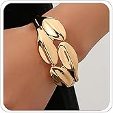 LKingel Chunky Gold Bangle Bracelets for Women Trendy Open Cuff Wide Bracelets Gold Spiraled Oval Bangle Bracelet
