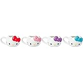 Silver Buffalo Sanrio Hello Kitty Different Color Bows 4 Pack 3D Sculpted Ceramic Mini Mug Set, Perfect as a Sugar, Cream, or Milk Set