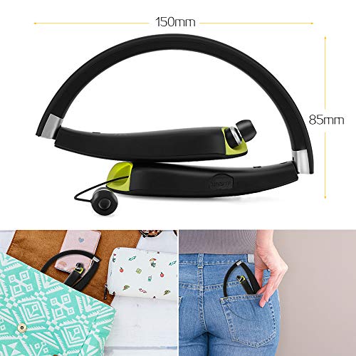 Toughsty Retractable Wireless Stereo Bluetooth Neckband Earbuds for Running Sports MP3 Music Player Earphone with FM Radio and Mic (MT-HSET011)