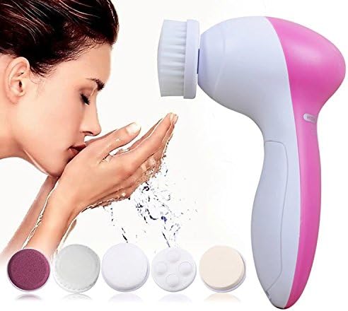 Facial Cleaning Brush，Waterproof Facial Brush with 5 Brush Heads，Deep Cleaning，Gentle Exfoliation，Remove Blackheads，Portable Facial Care Electric Massager