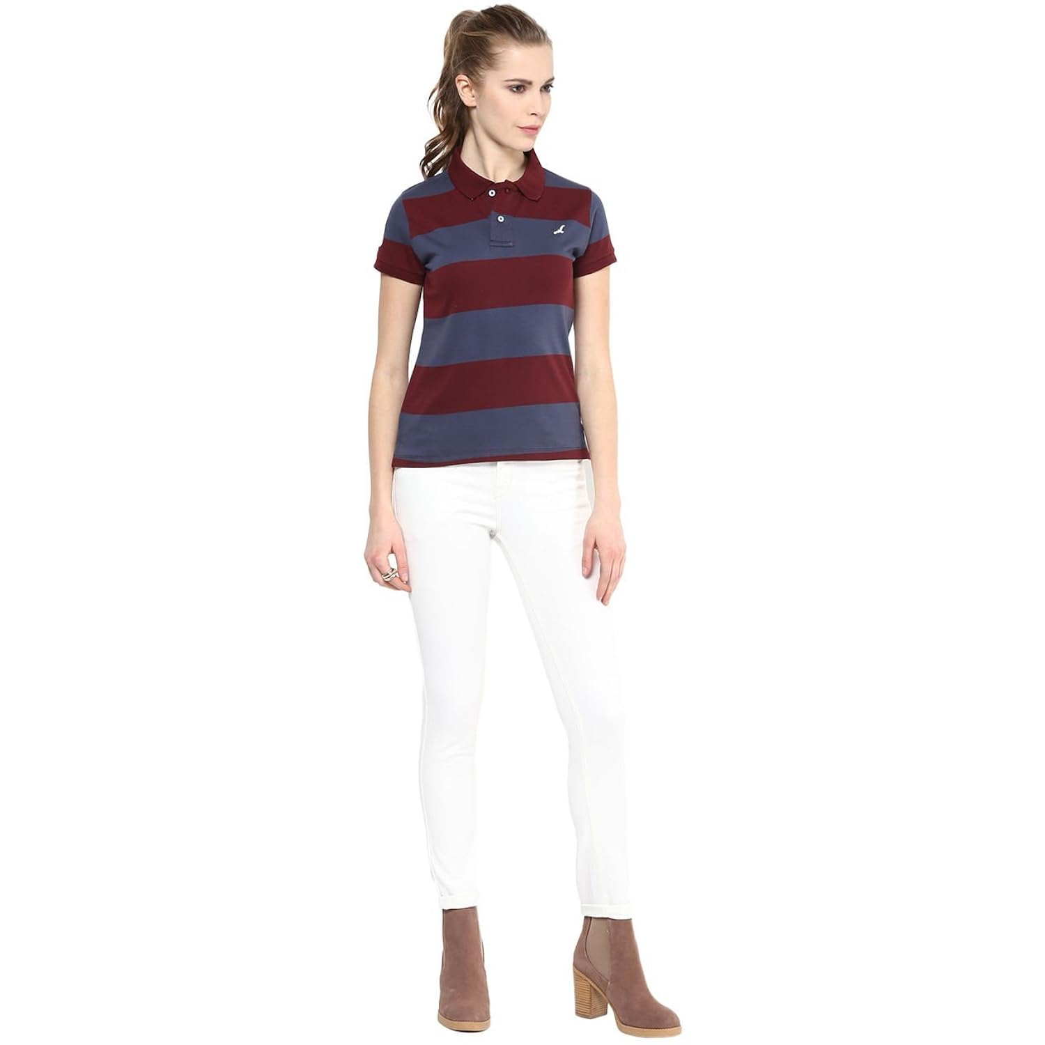 american crew women's cotton blend polo t-shirt